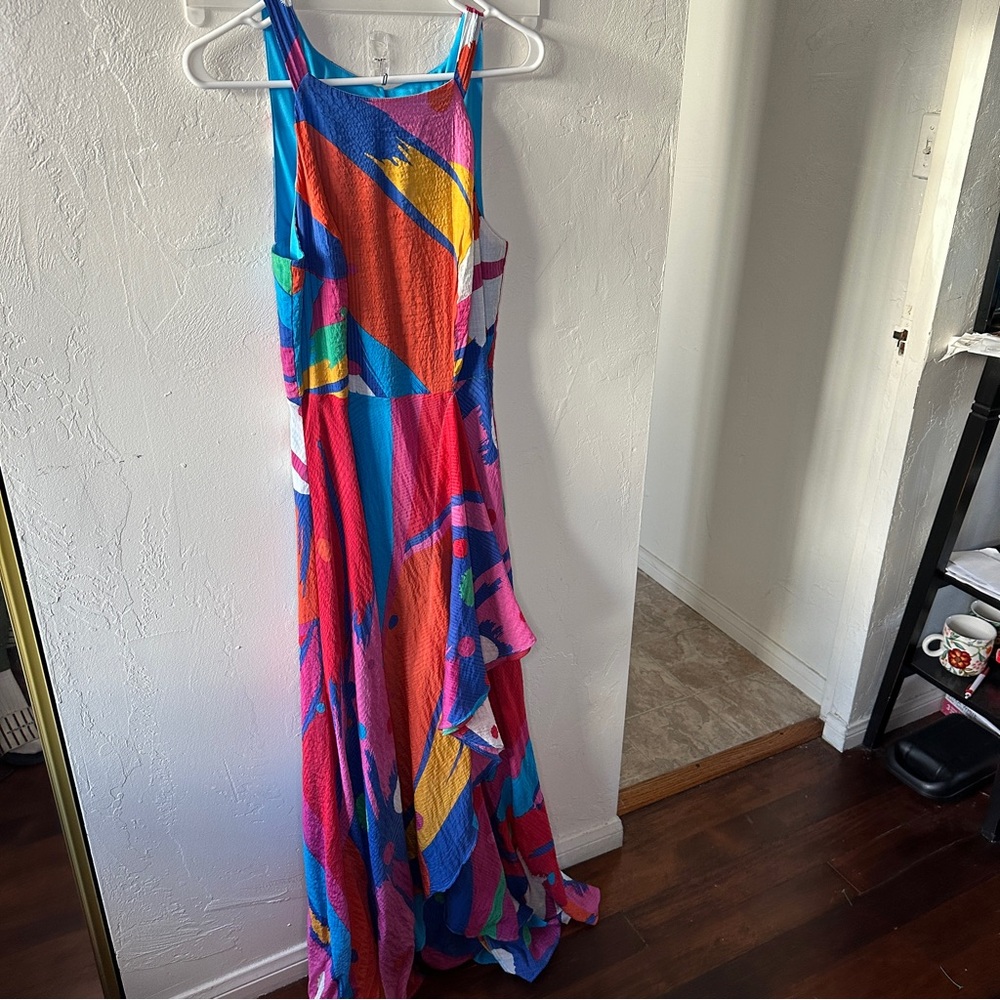 Coconinno Women’s Sleeveless Salsa Abstract Multicolored Dress Size medium